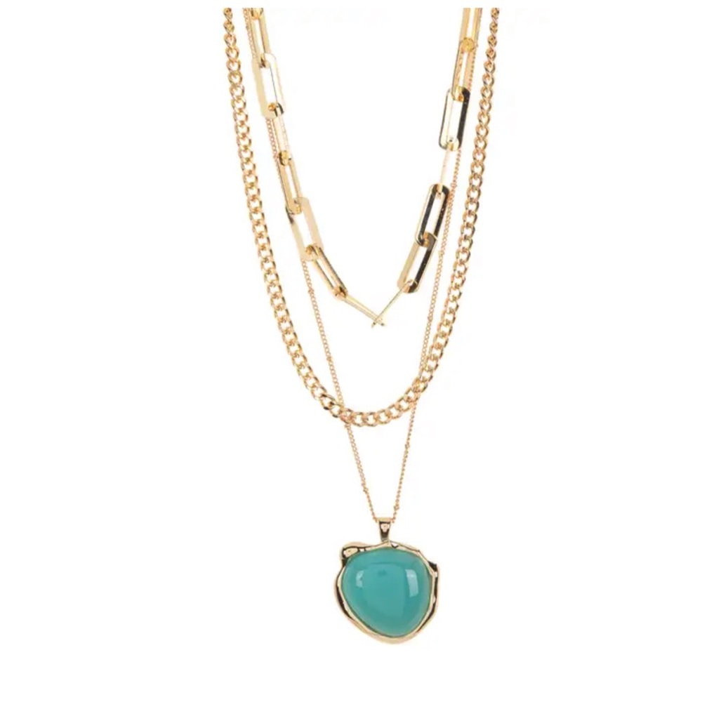 Stone Pendant 3-Layer Necklace